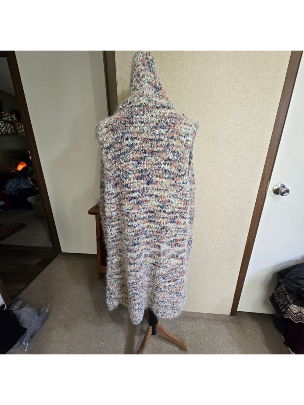 Solitaire XL Hooded Long Knit Vest Cardigan Sleeveless Soft Boho